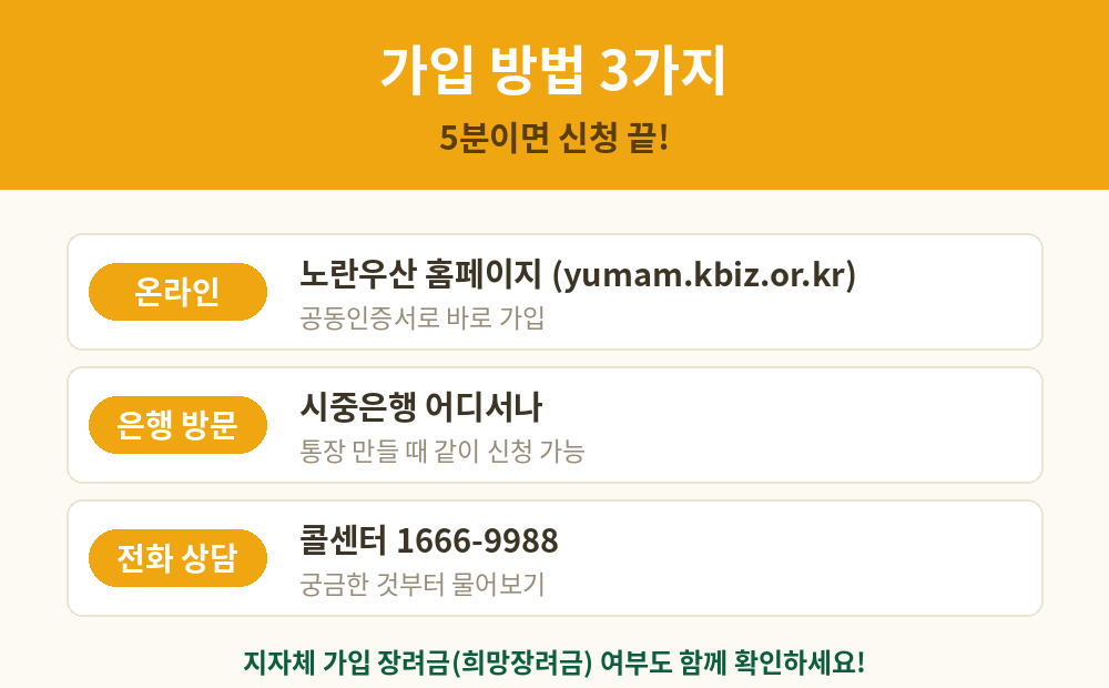 노란우산공제 가입 방법 3가지 - 온라인 은행 전화