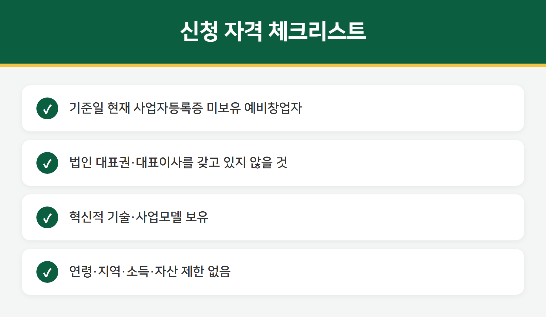 예비창업패키지 신청 자격 - 사업자등록 미보유 예비창업자