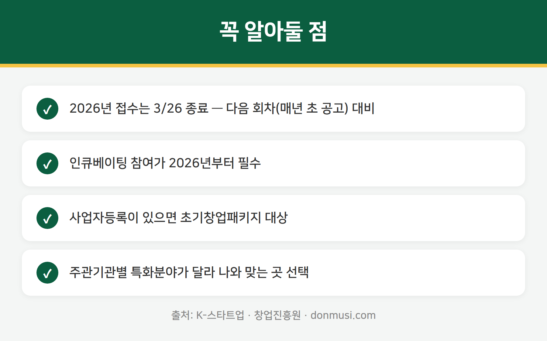 예비창업패키지 주의사항 - 2026 접수 마감, 다음 회차 대비