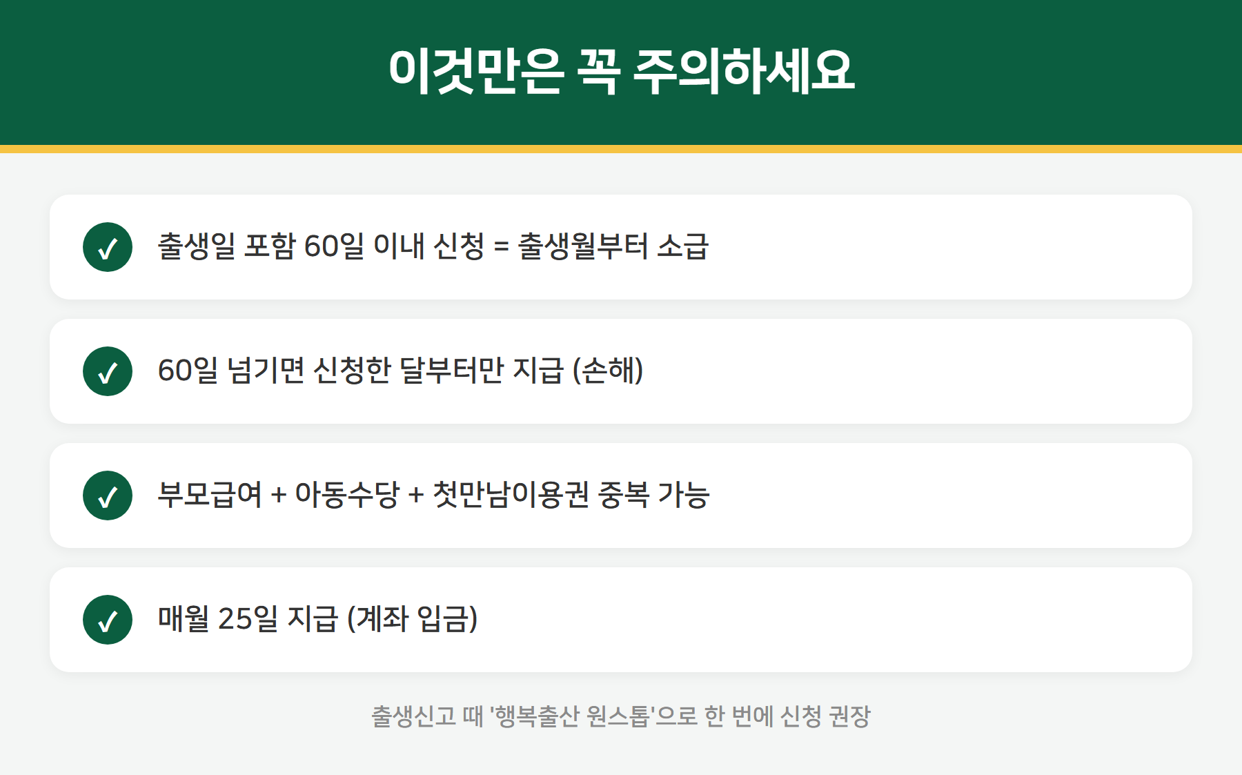 부모급여 신청 60일 소급 주의