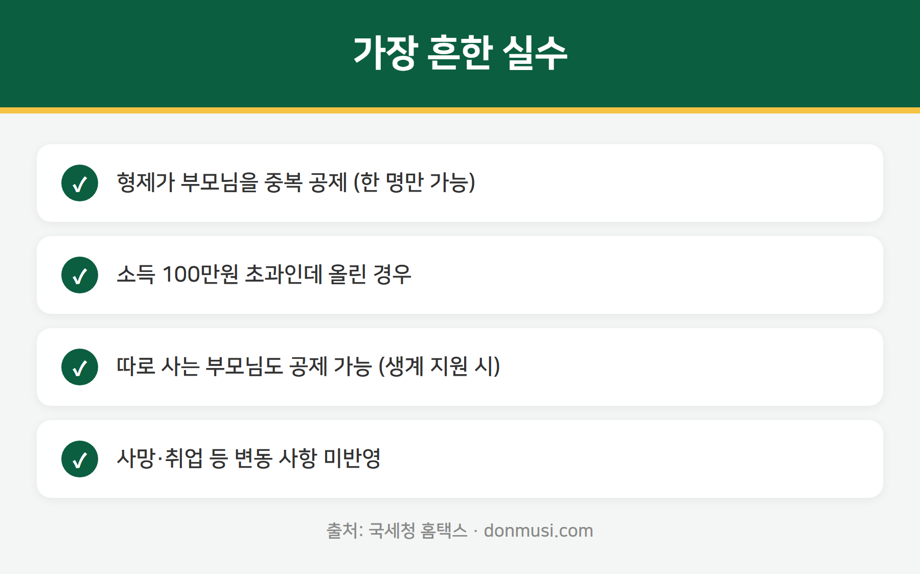 인적공제 흔한 실수