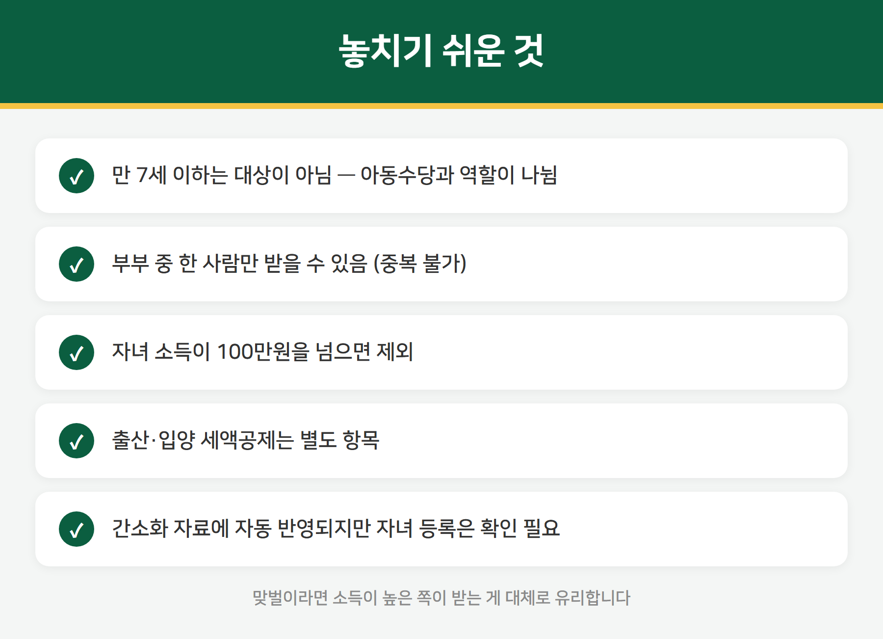 자녀세액공제 주의사항