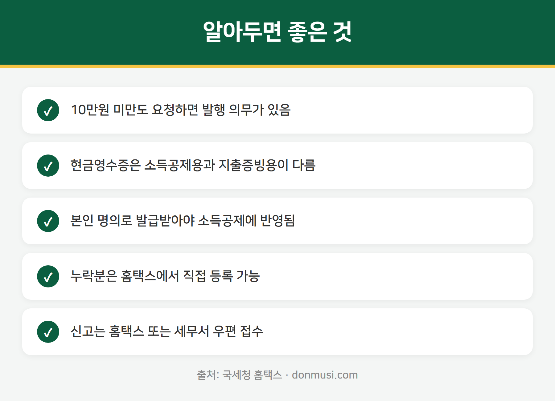 현금영수증 알아둘 점