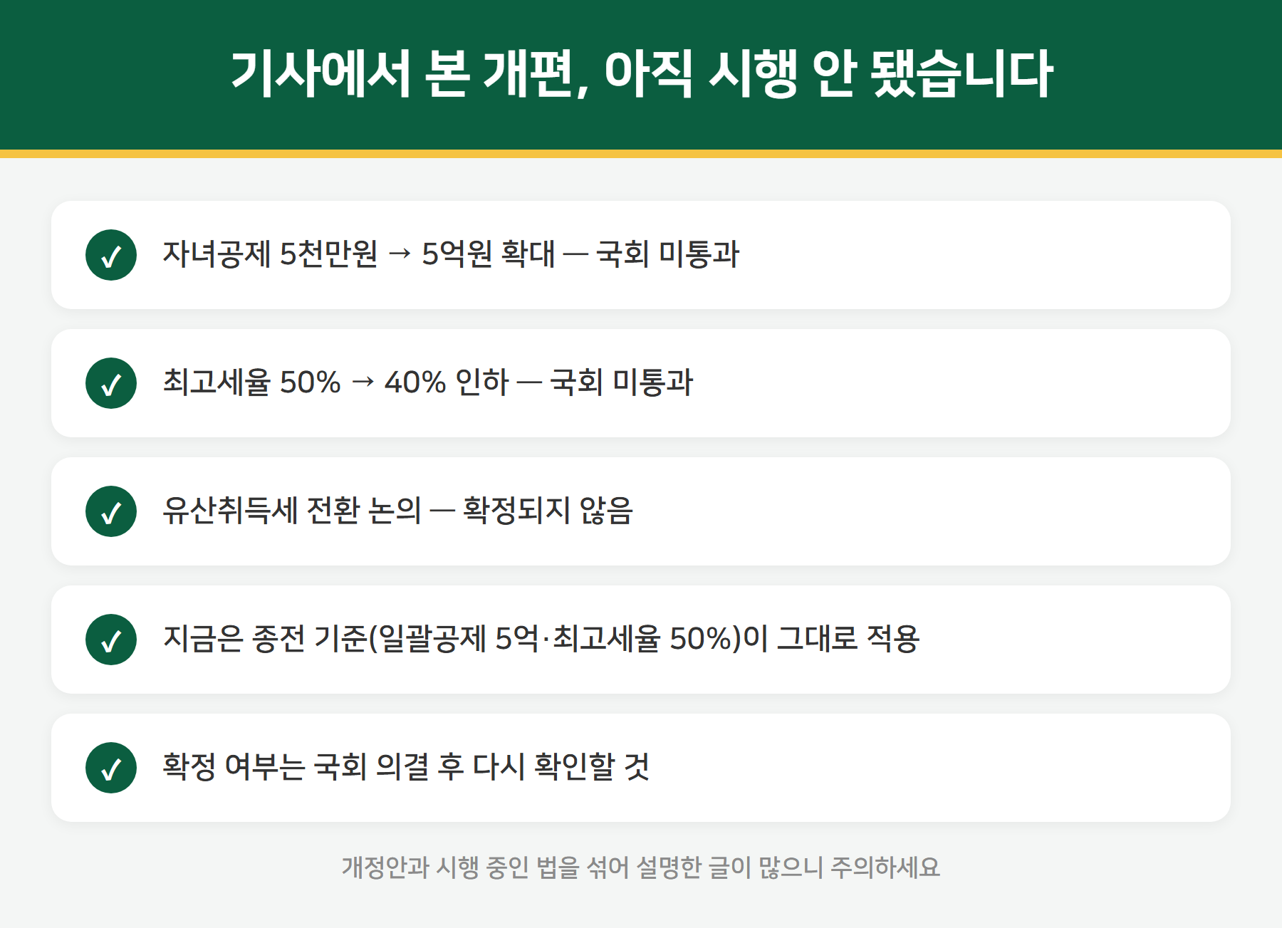상속세 개편안 시행 여부