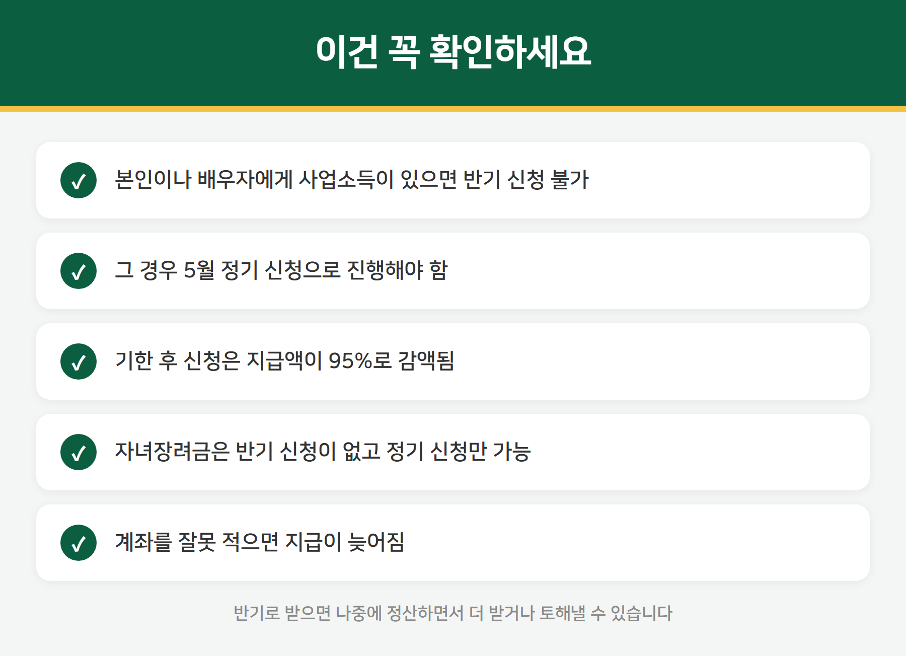 근로장려금 반기 신청 주의사항