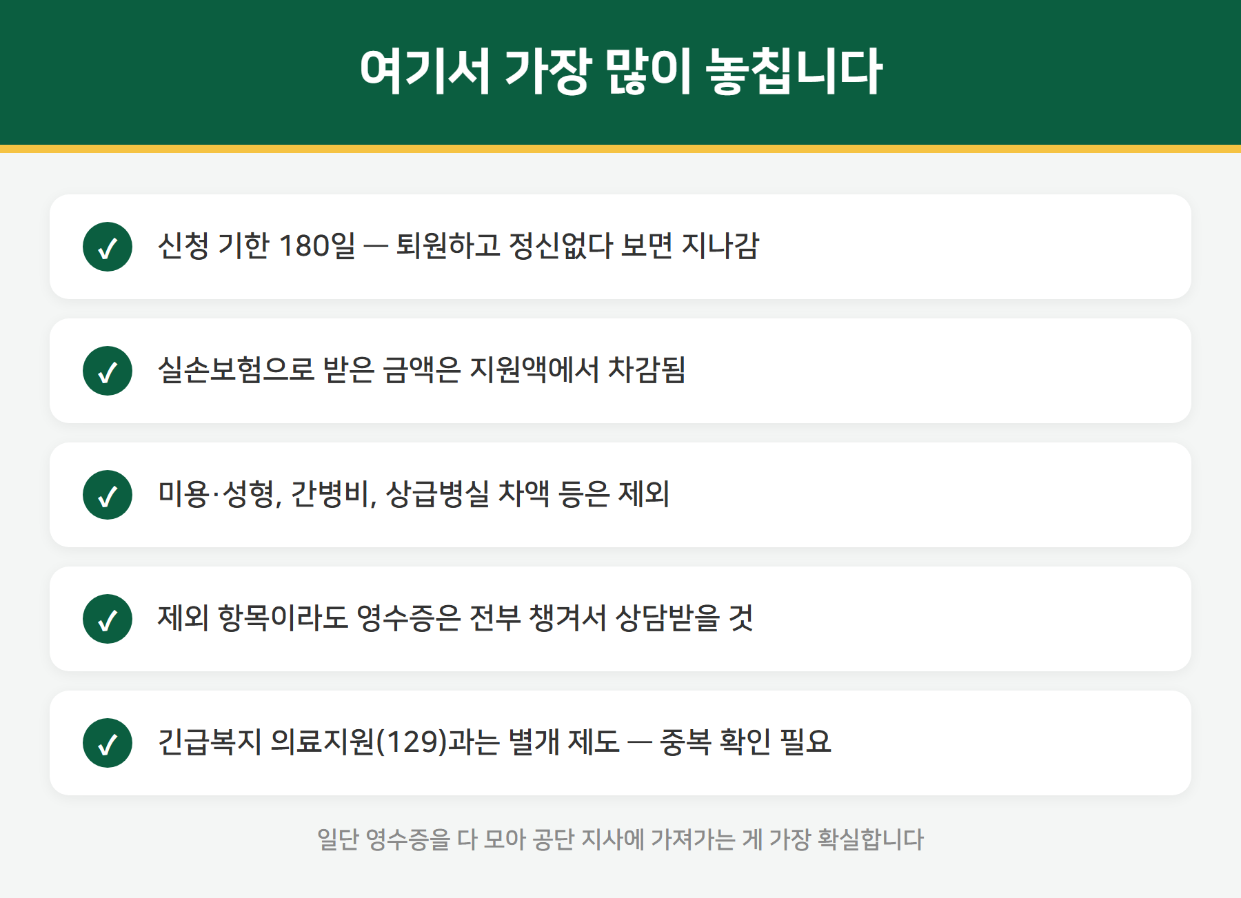 재난적의료비 주의사항