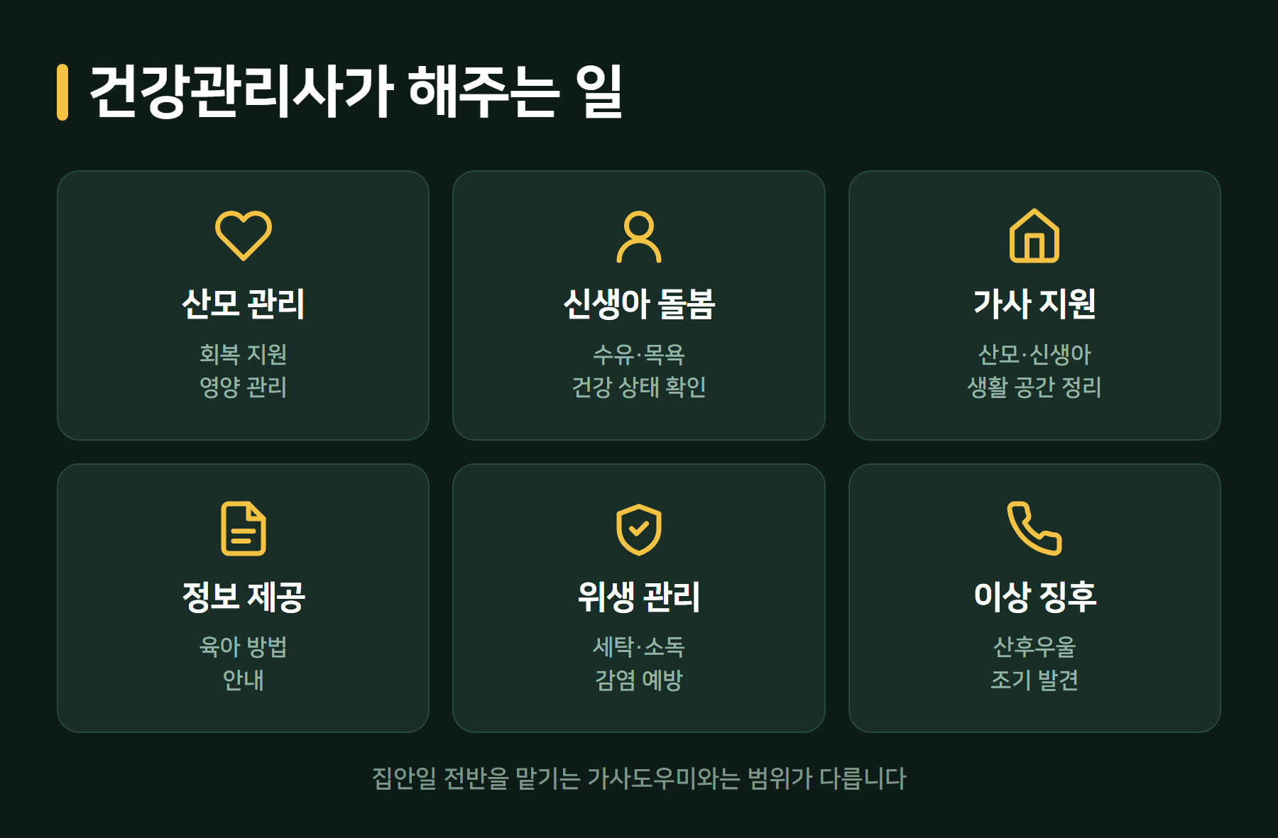 산후도우미 건강관리사 서비스 내용