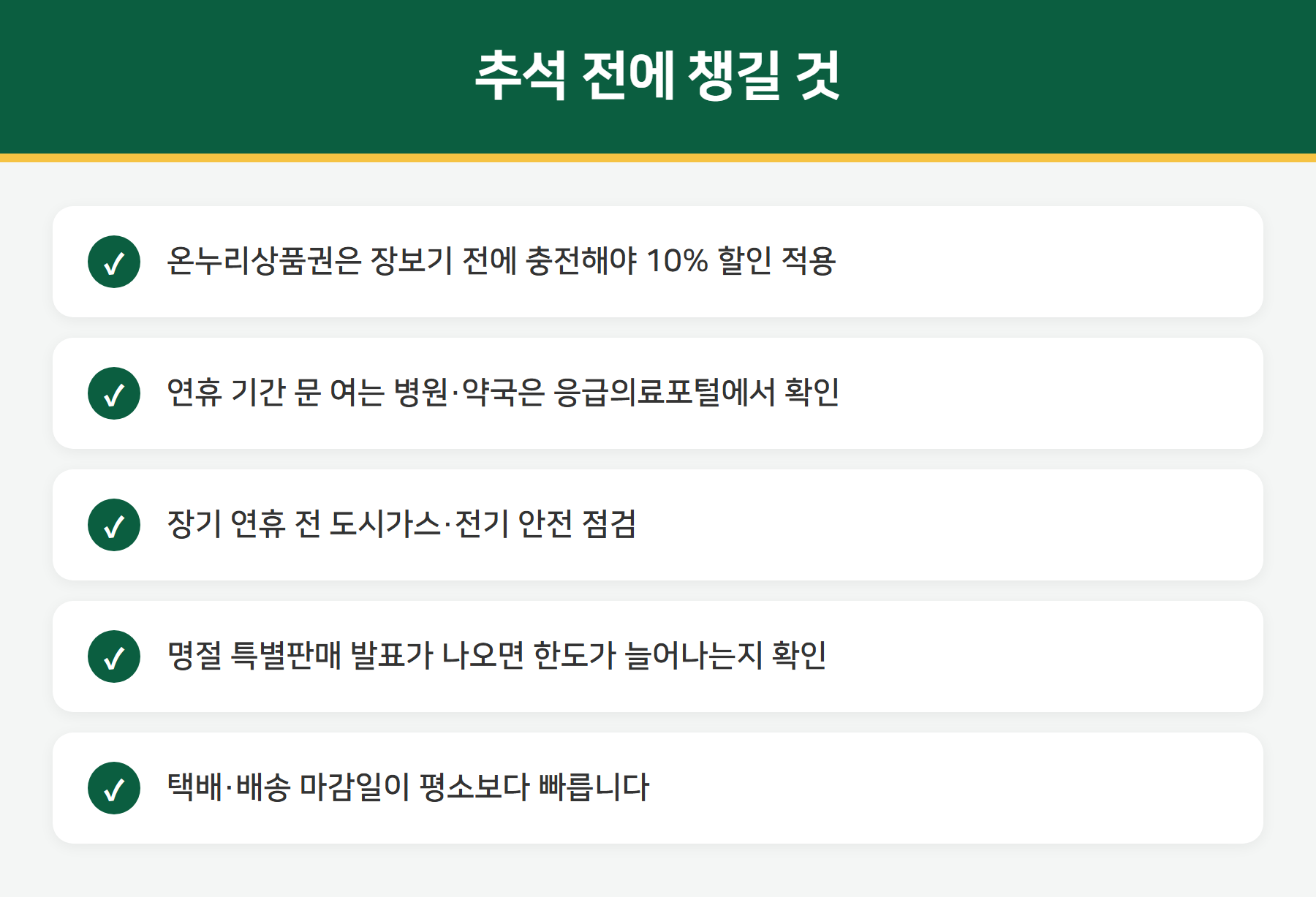 추석 전 준비 체크리스트