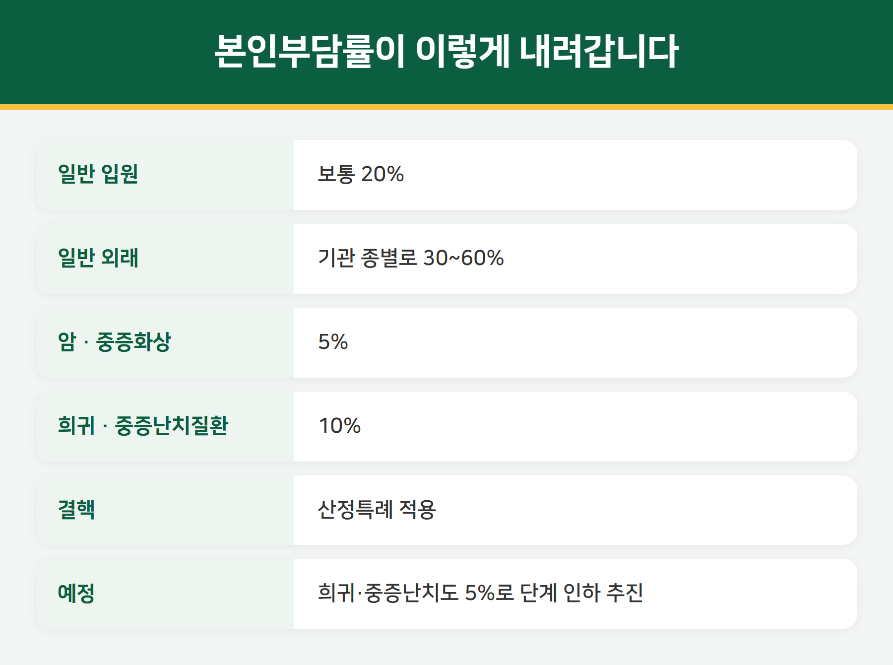 산정특례 본인부담률 비교