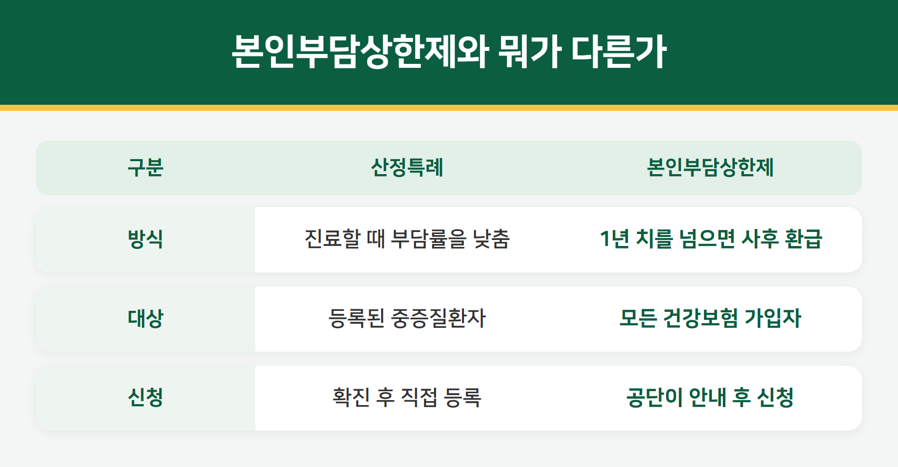 산정특례와 본인부담상한제 비교