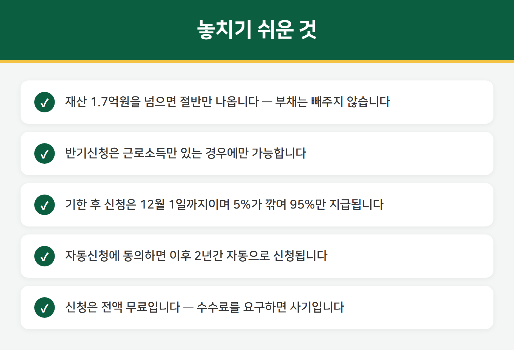 근로장려금 주의사항