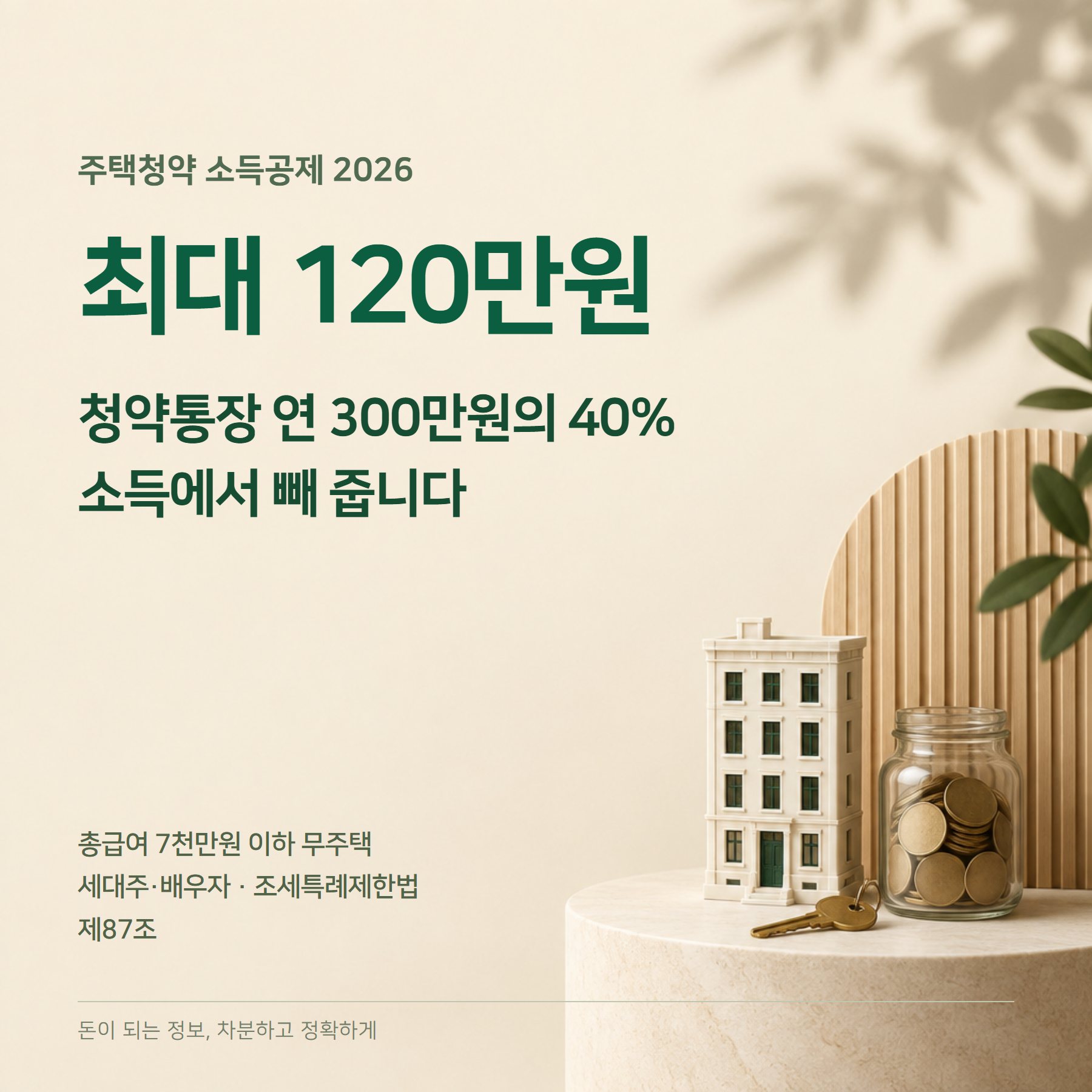 주택청약 소득공제 2026 — 최대 120만원·배우자·추징 6%