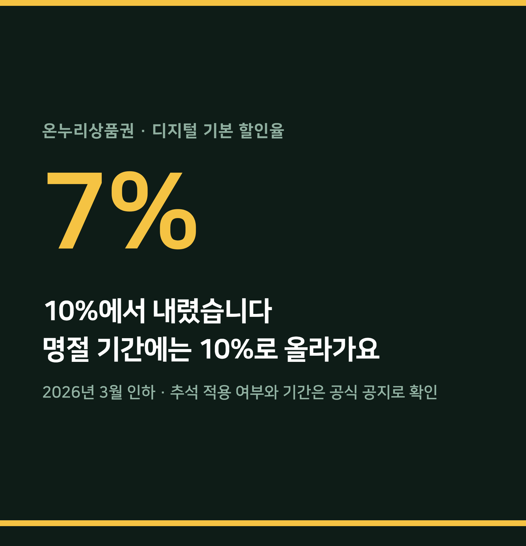 온누리상품권 기본 할인율 7% — 명절 10%