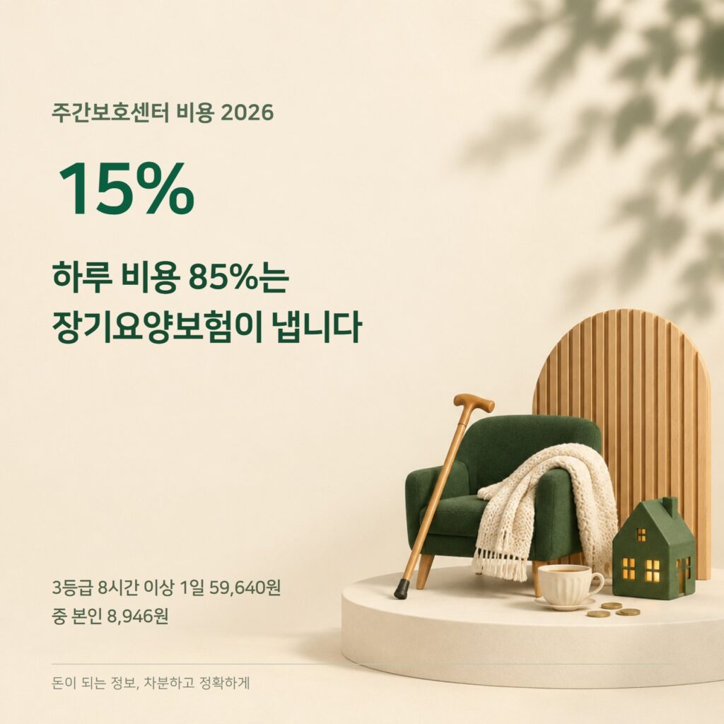 주간보호센터 비용 2026 — 본인부담 15%·등급별 수가