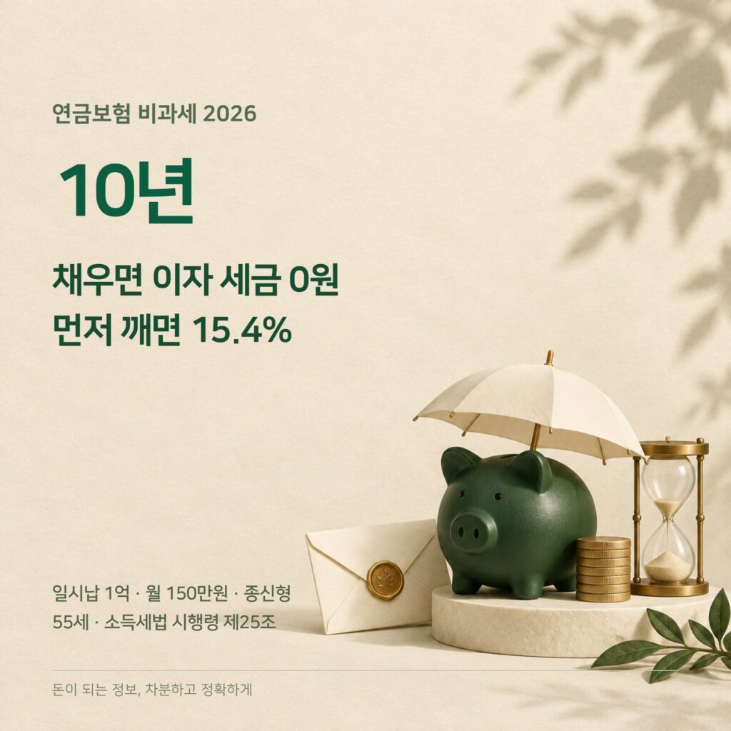 연금보험 비과세 2026 — 10년·1억·월 150만원 요건