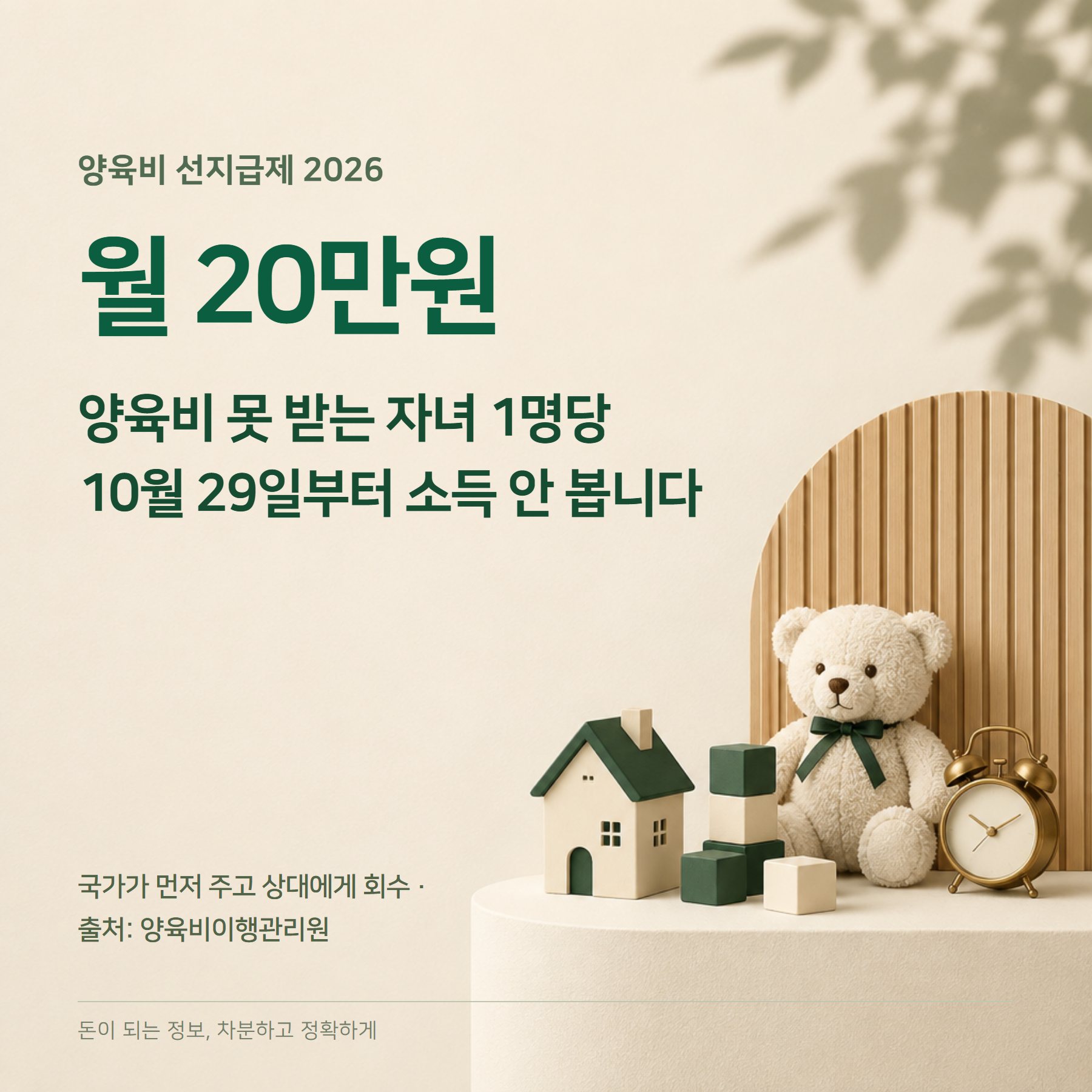 양육비 선지급 2026 — 소득기준 폐지·월 20만원·조건
