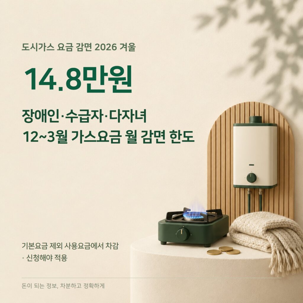 도시가스요금 감면 2026 — 겨울 월 14.8만원·신청