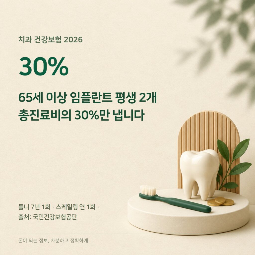 치과 건강보험 2026 — 임플란트 2개·30%·스케일링