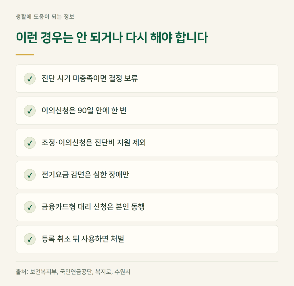 장애인 등록, 이런 경우는 안 되거나 다시 해야 합니다