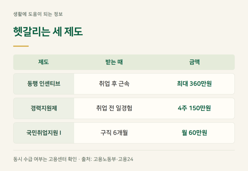 동행 인센티브와 국민취업지원제도, 무엇이 다른가요?