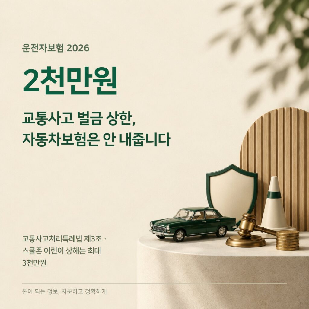 운전자보험 2026 — 벌금 2천만원·변호사비 개정·중복가입