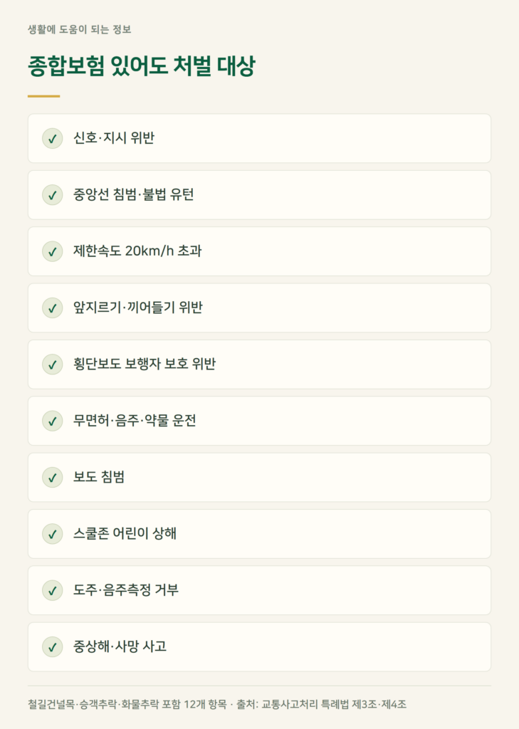 12대 중과실 사고, 종합보험이 있어도 처벌받나요?
