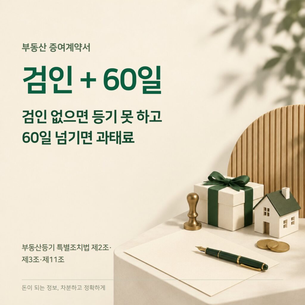 증여계약서 2026 — 검인·60일 등기·증여 취소 세금