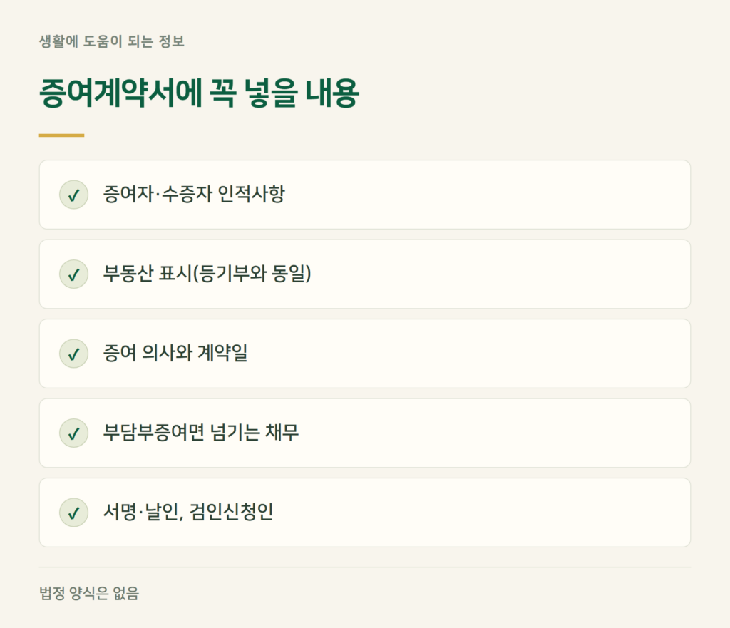 증여계약서 양식, 무엇을 적어야 하나요?