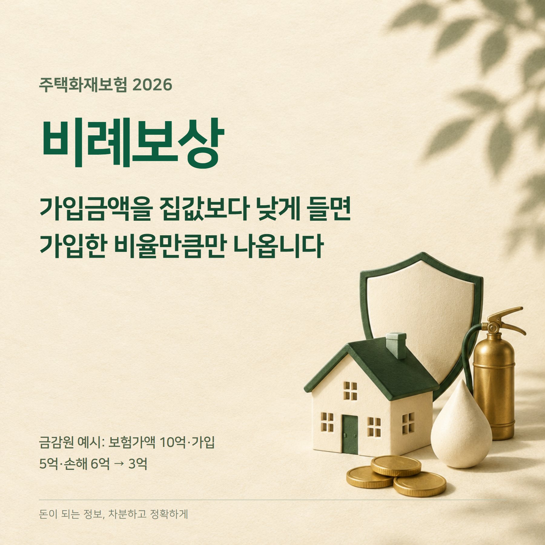 주택화재보험 2026 — 비례보상·누수 특약·청구 확인