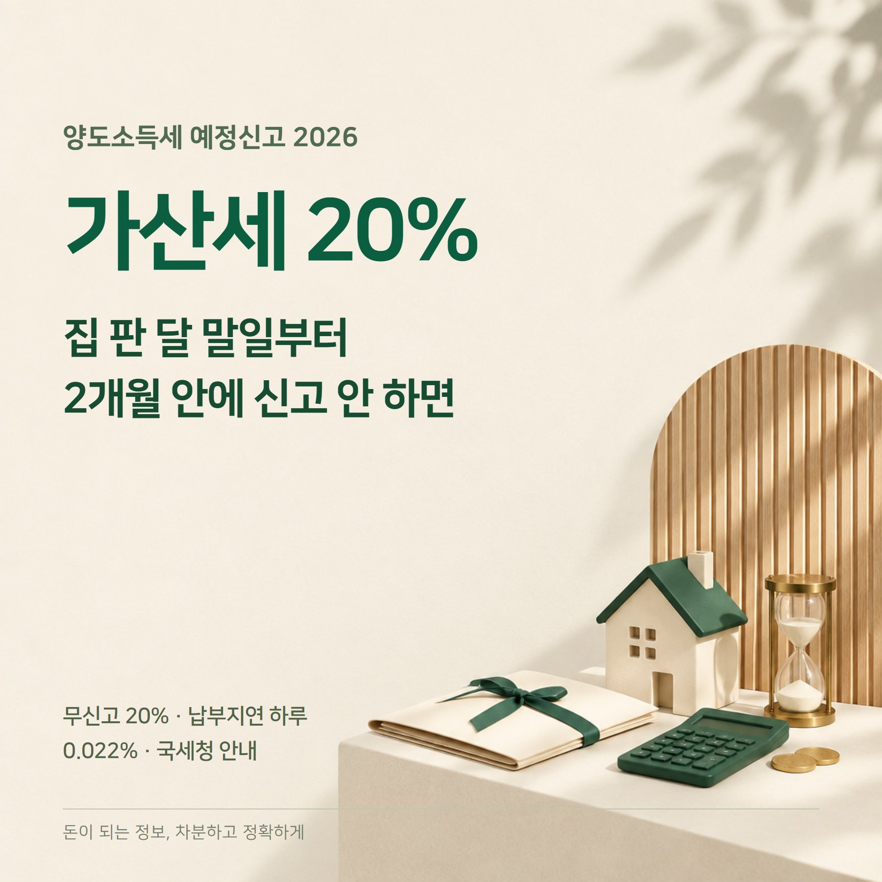양도소득세 신고 2026 — 2개월 예정신고·가산세 20%