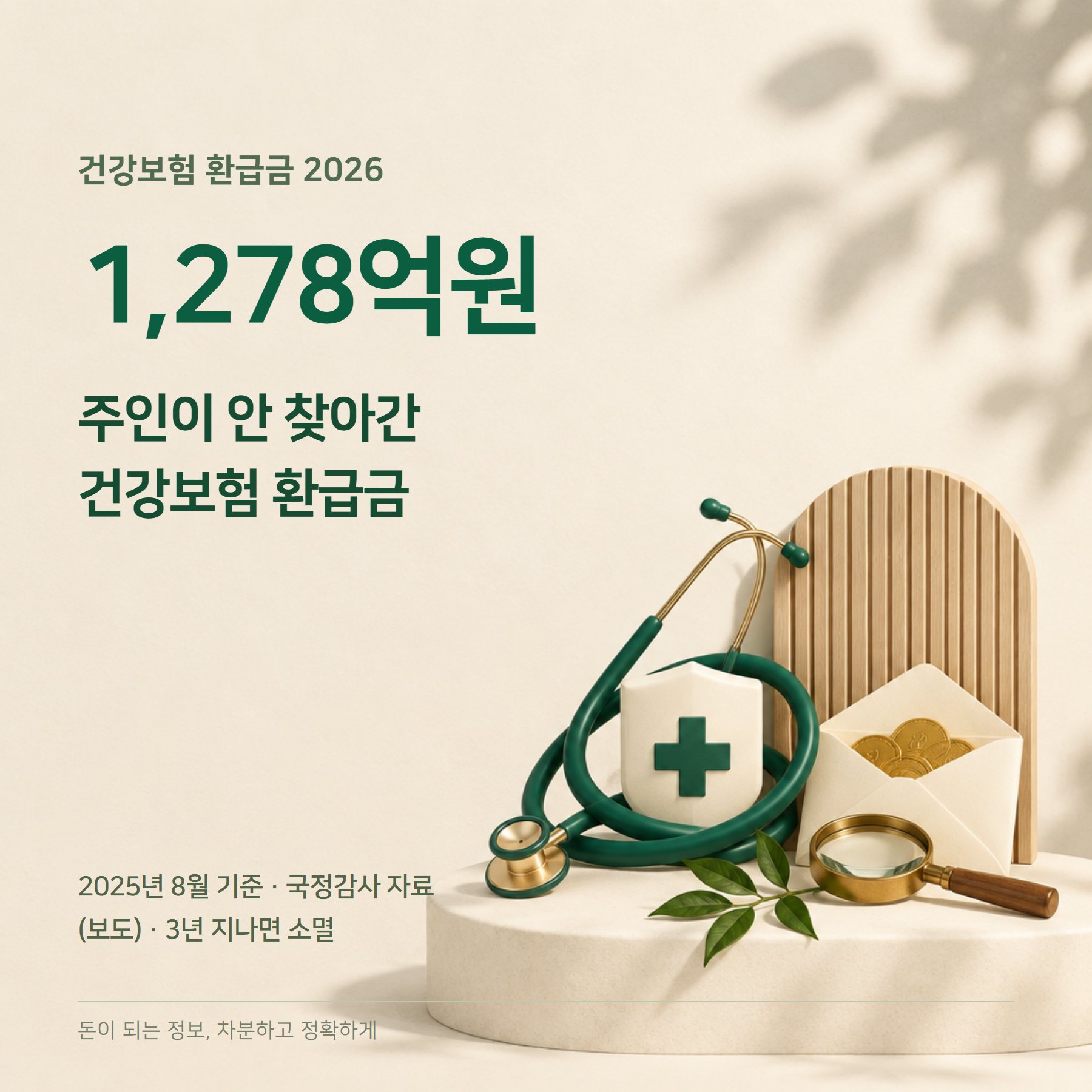 건강보험 환급금 조회 2026 — 미지급 1,278억·3년 소멸