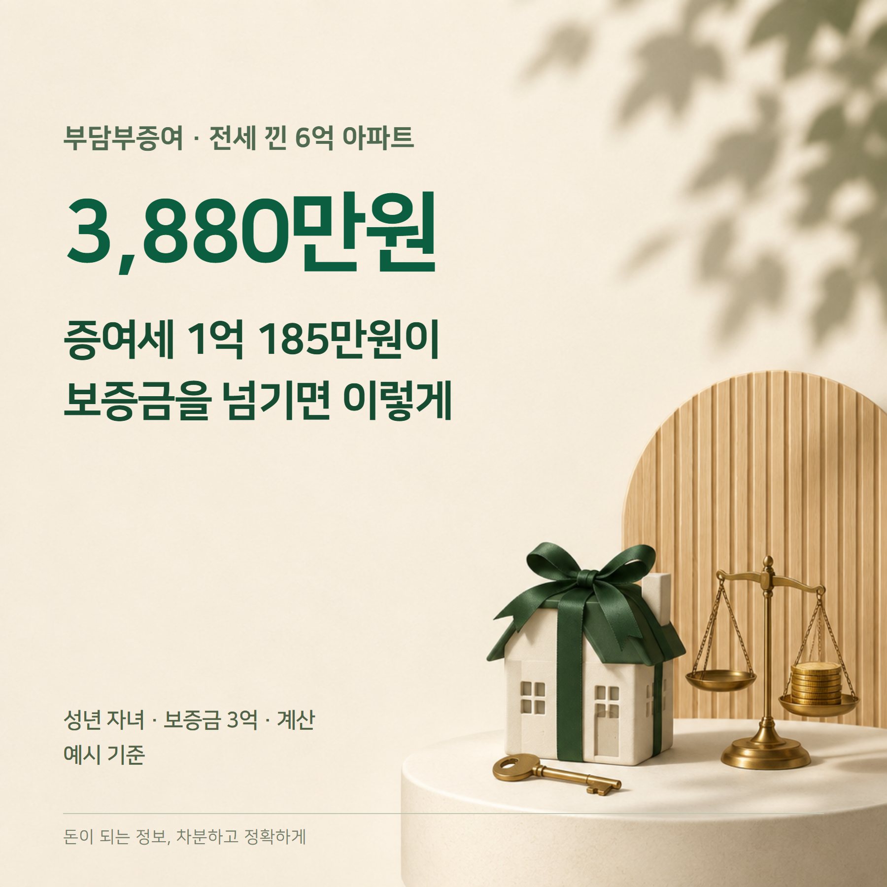 부담부증여 2026 — 증여세 1억→3,880만·양도세 계산