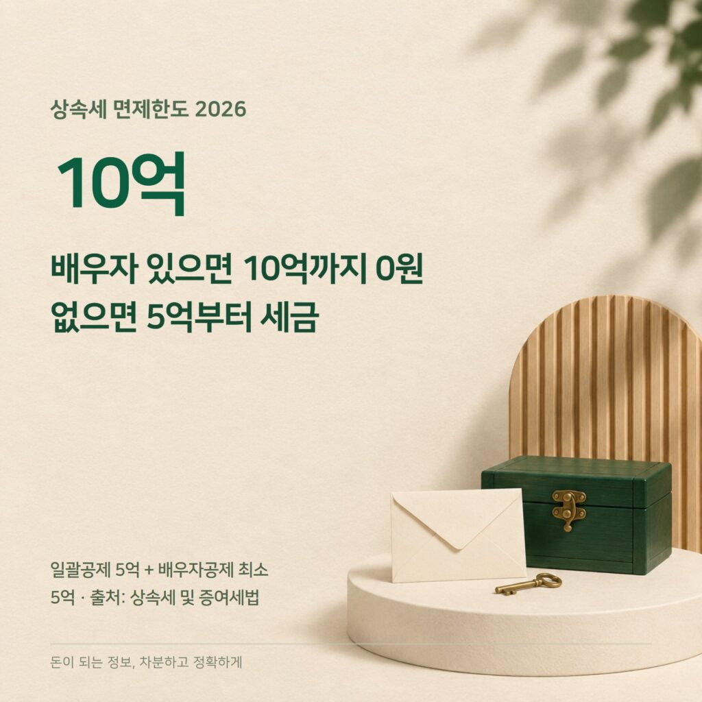 상속세 면제한도 2026 — 배우자 있으면 10억·공제·세율