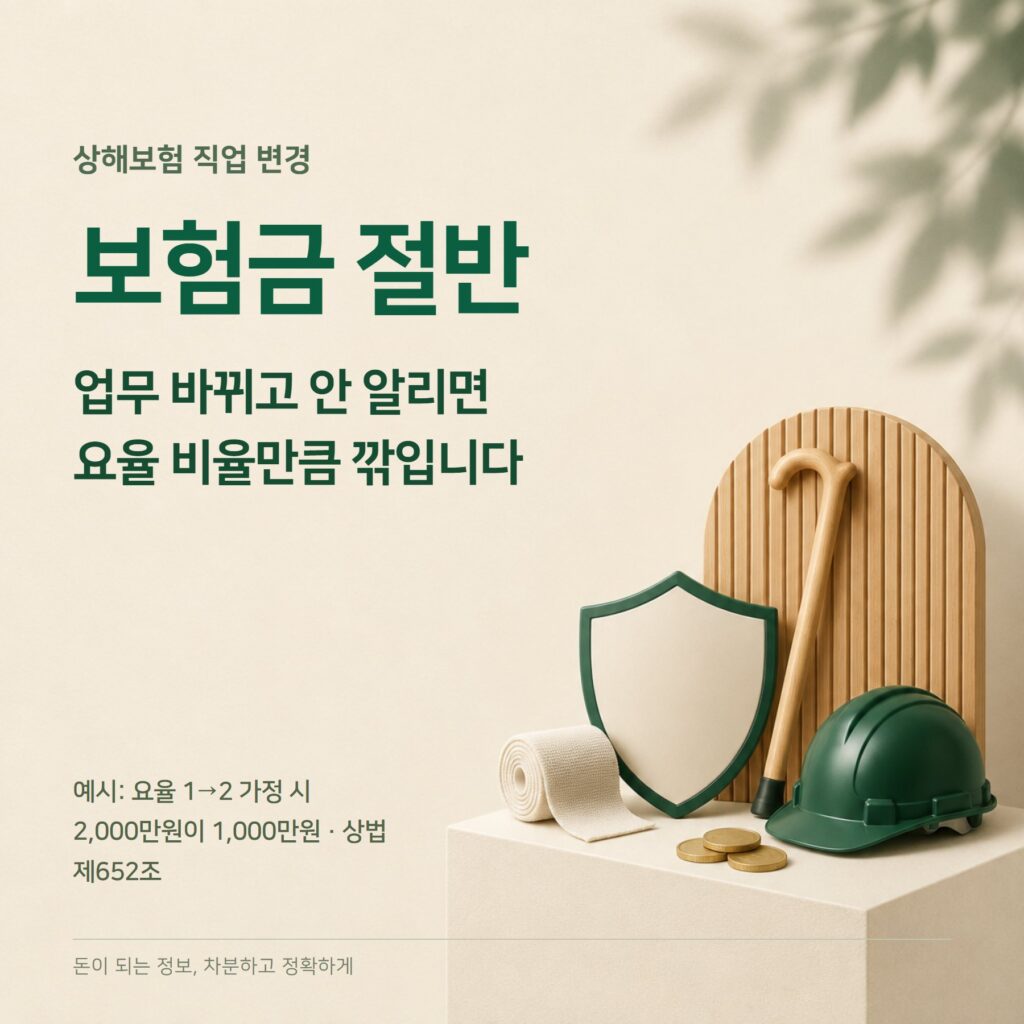 상해보험 2026 — 직업 변경 통지·보험금 삭감·실손 차이