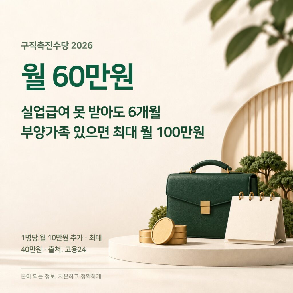 구직촉진수당 2026 — 월 60만원·가족 추가·알바 감액