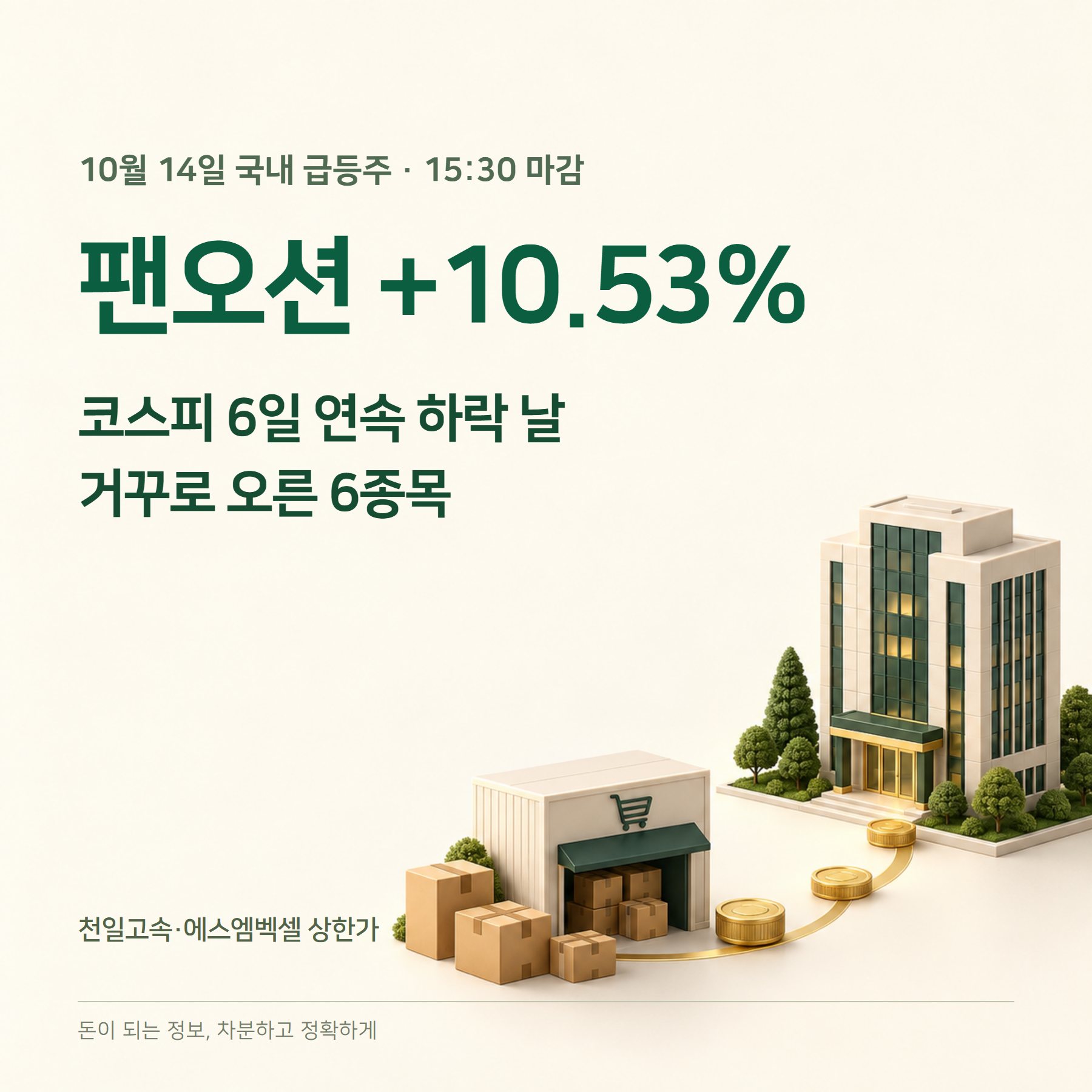 팬오션 주가 2026 — 10.53% 급등·천일고속 상한가 이유