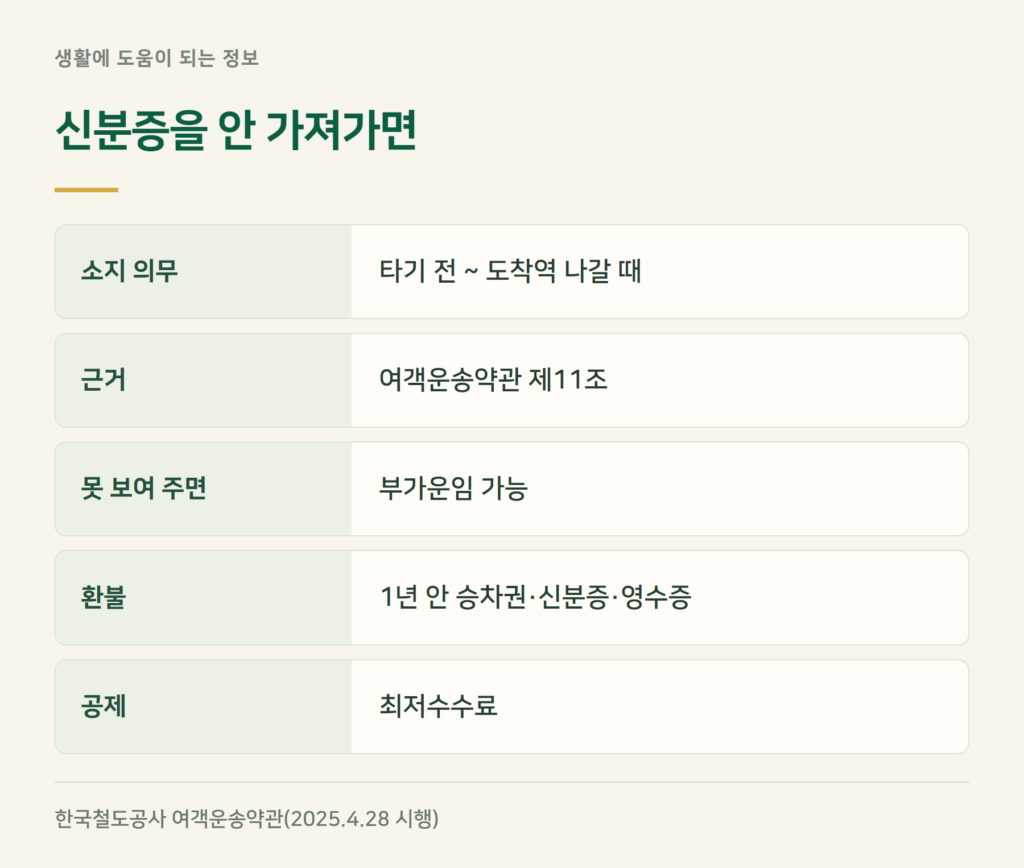 KTX 경로할인 신분증, 안 가져가면 어떻게 되나요?
