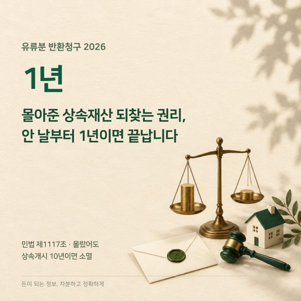 유류분 2026 — 자녀 1/2·청구 1년·10년 기한 계산
