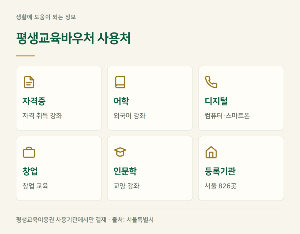 평생교육바우처 사용처, 어디서 쓸 수 있나요?