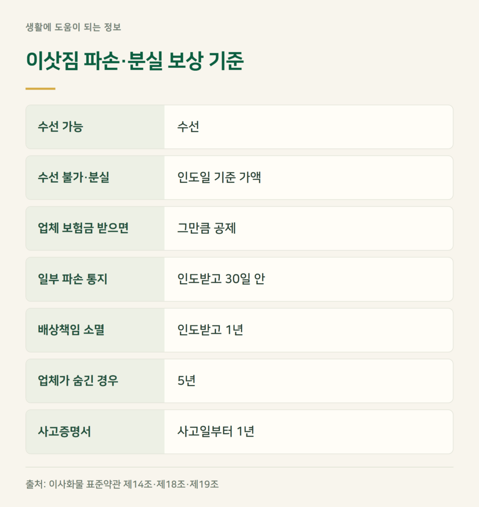 이삿짐 파손되면 보상은 어떻게 받나요?