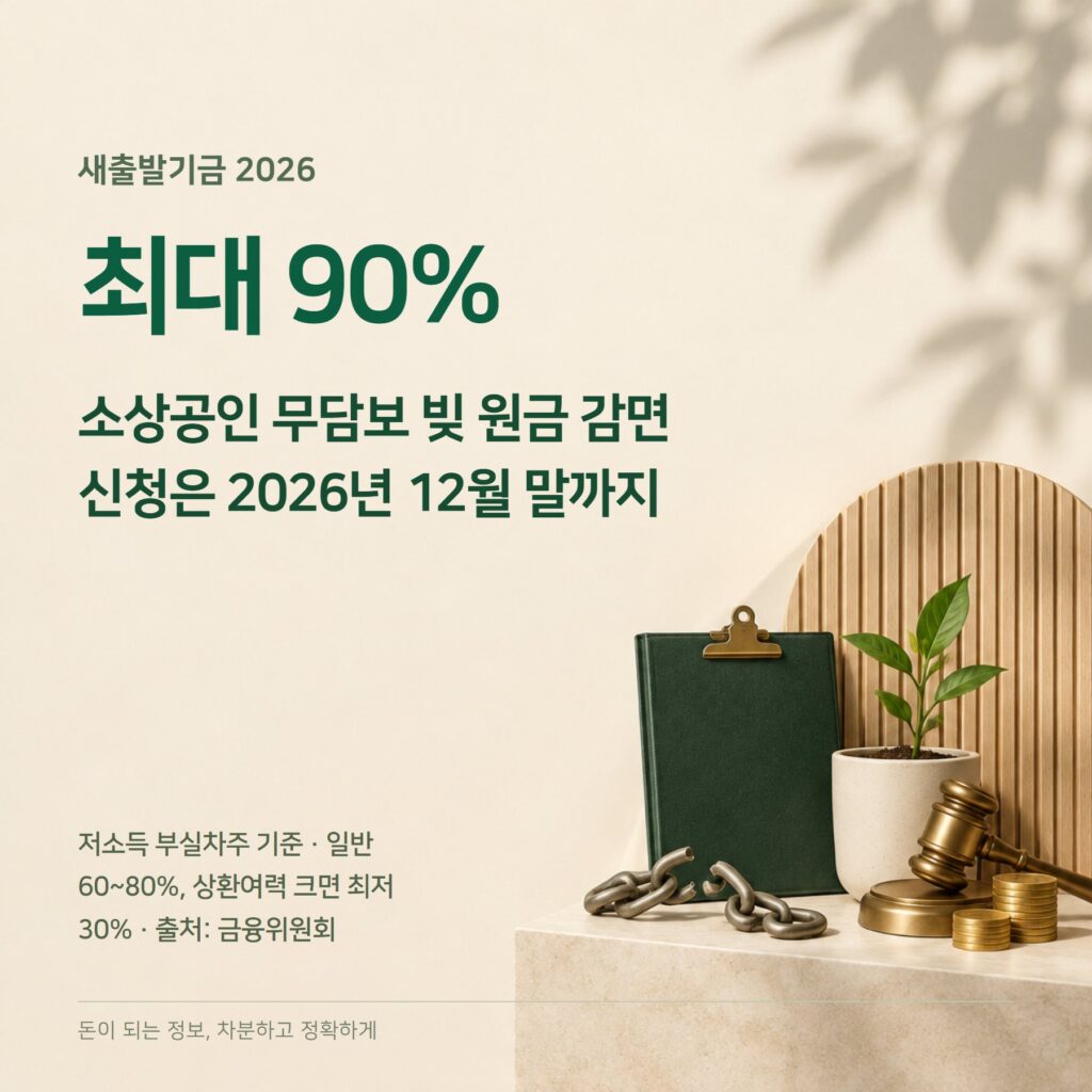 새출발기금 2026 — 원금 최대 90% 감면·12월 마감