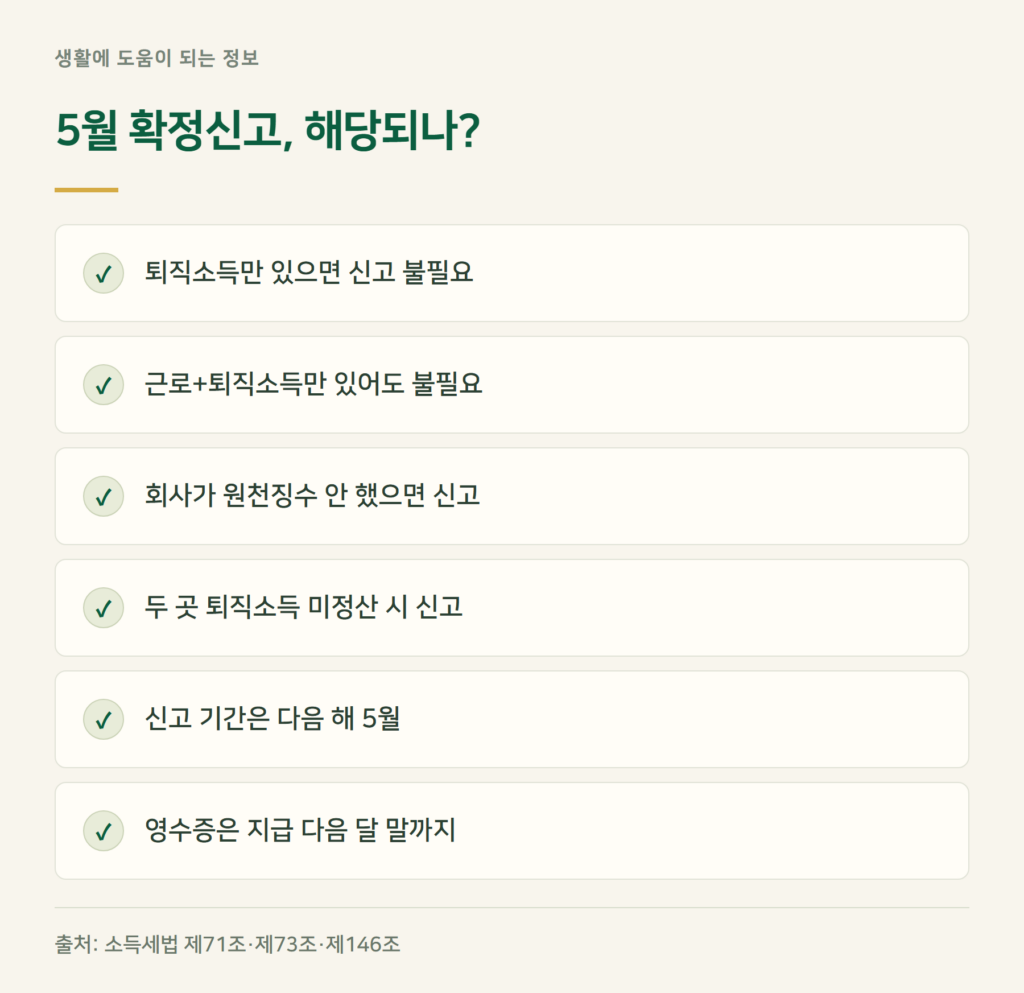 퇴직소득세 원천징수, 5월에 따로 신고해야 하나요?
