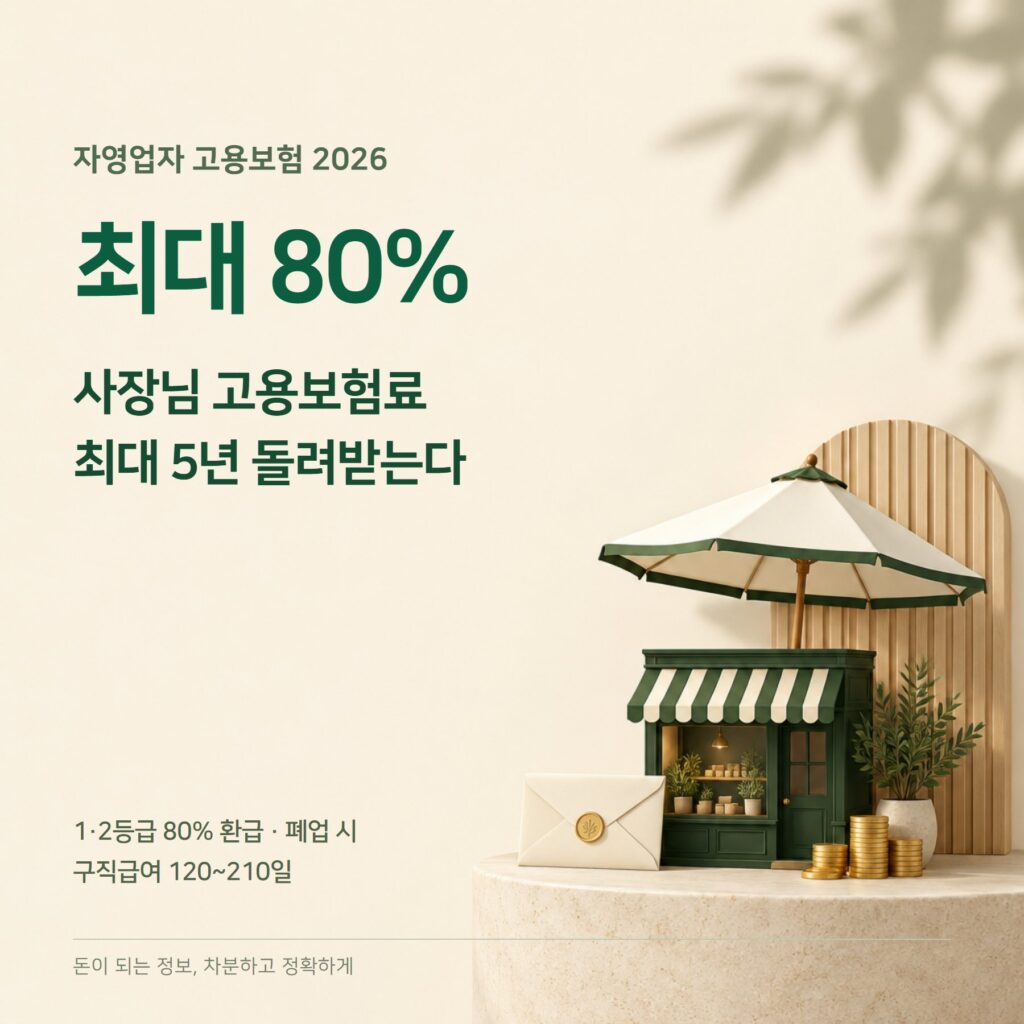 자영업자 고용보험 2026 — 보험료 80% 지원·실업급여