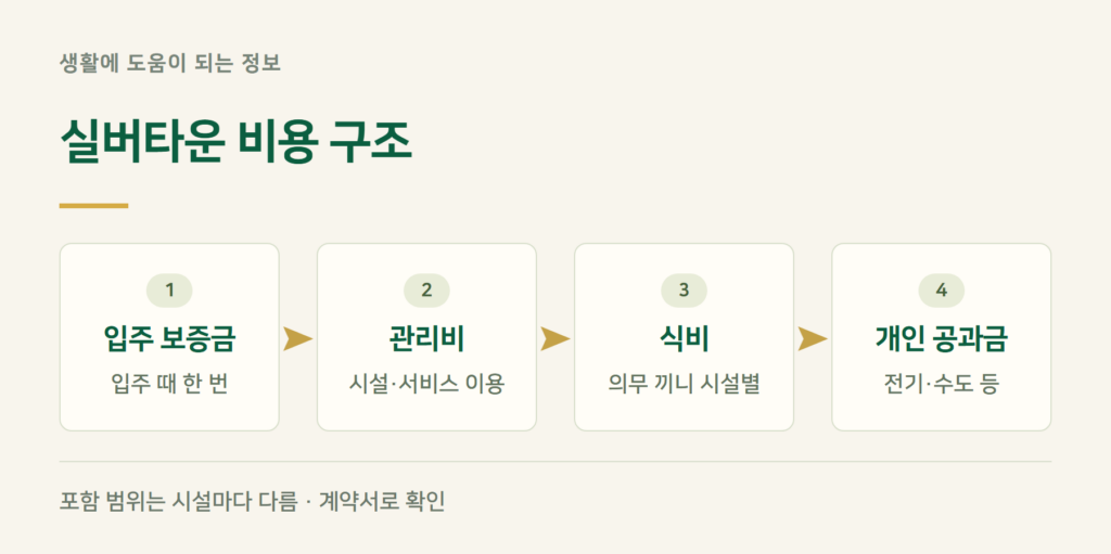 실버타운 비용 구조 — 보증금, 월 생활비, 식비