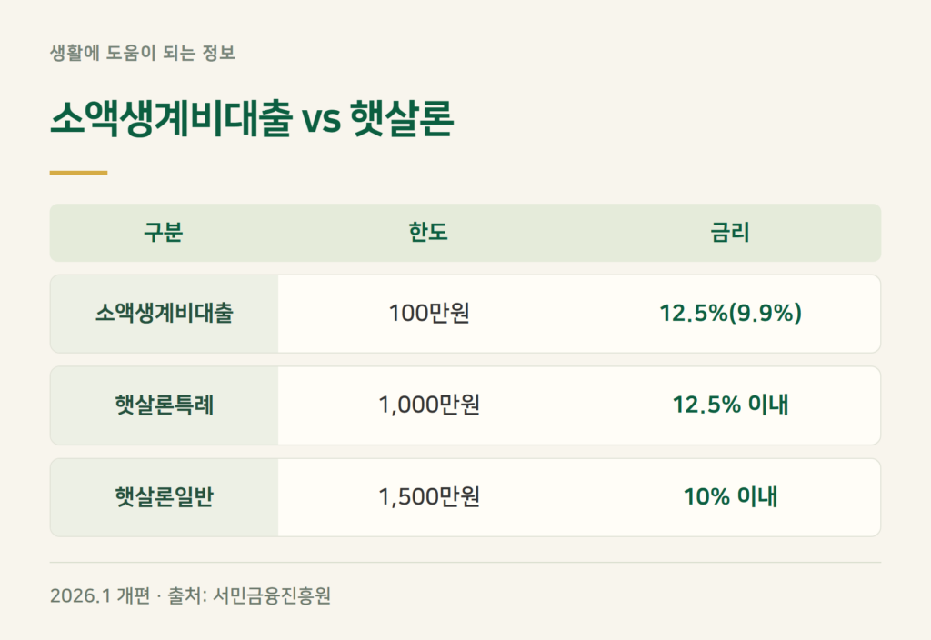 소액생계비대출과 햇살론, 무엇이 다른가요?