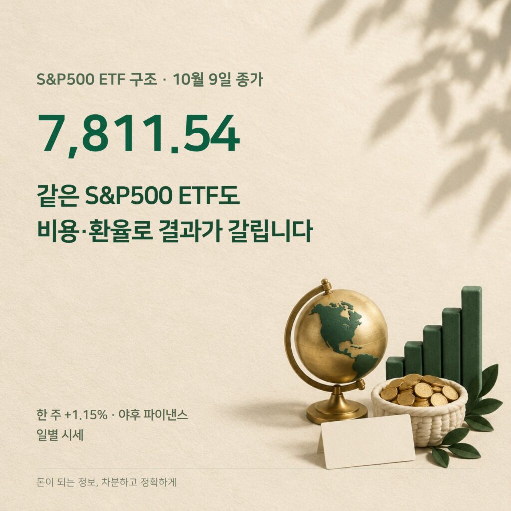 S&P500 ETF 2026 — 7,811 마감·비용·환헤지 비교