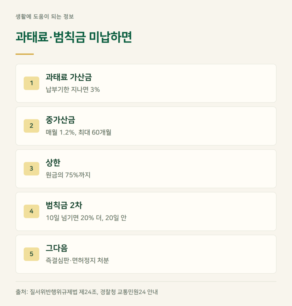 과태료 미납하면 가산금이 얼마나 붙나요?