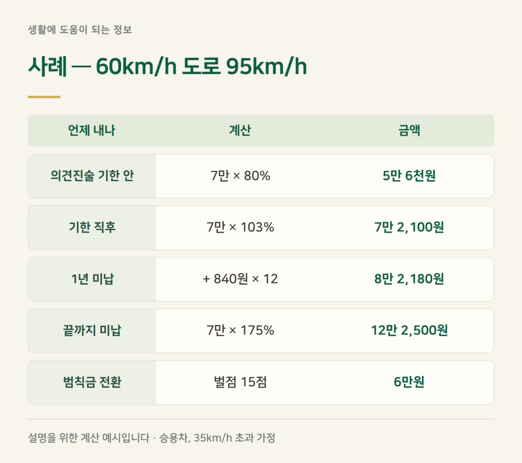 시속 35km 초과로 찍혔다면 얼마를 내게 되나요?