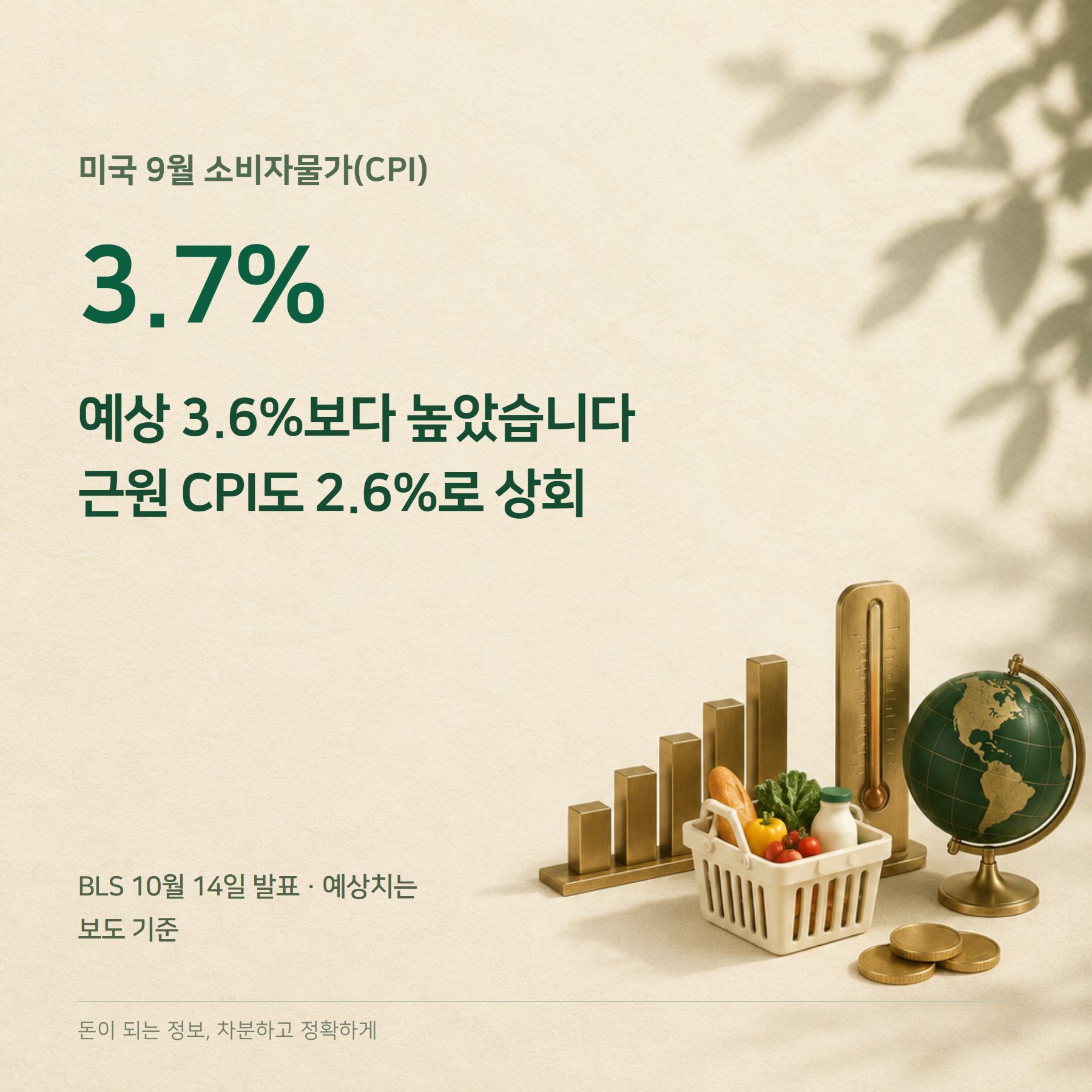 미국 CPI 2026 — 9월 3.7%·근원 2.6%·금리