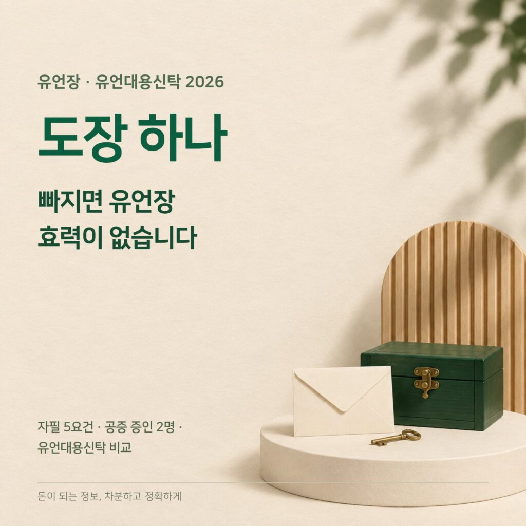 유언대용신탁 2026 — 유언장 5요건·공증·유류분 비교